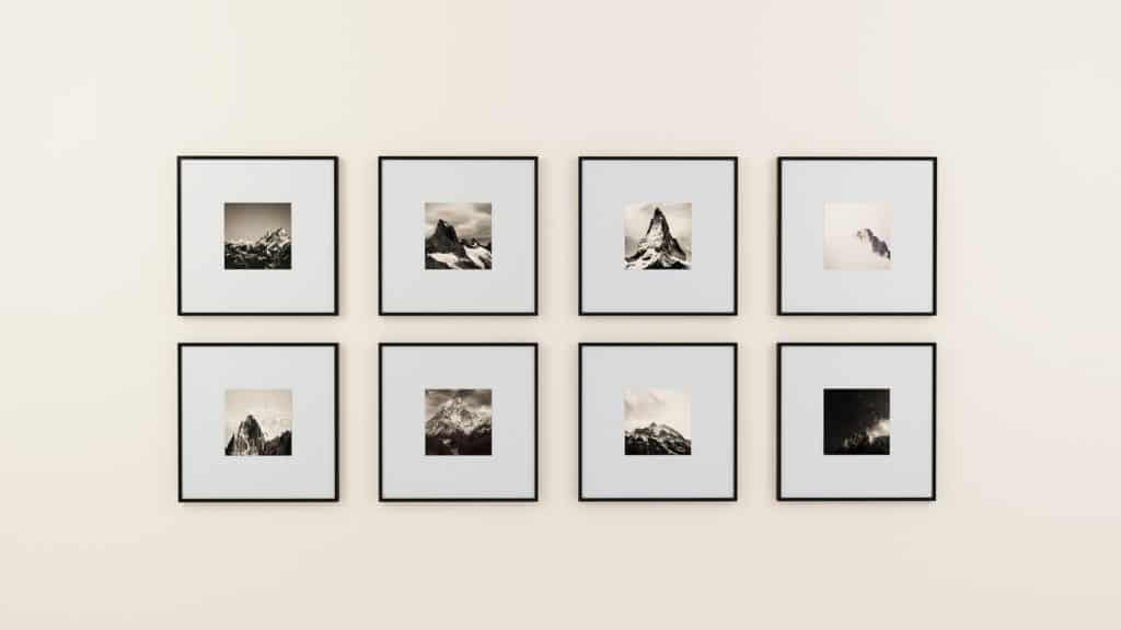 an image of a photo gallery on a wall.