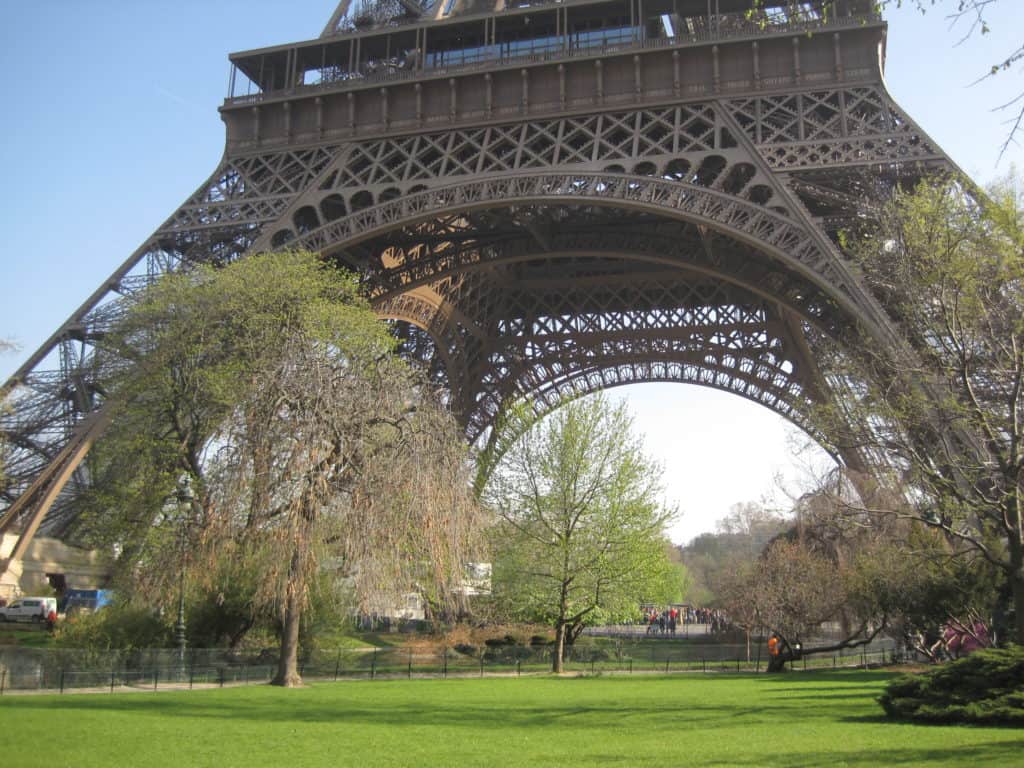 a photo of the base of the Eiffel Tower