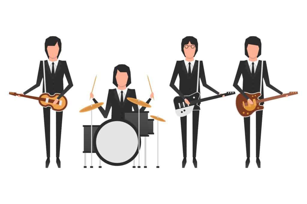 a cartoon image of the Beatles