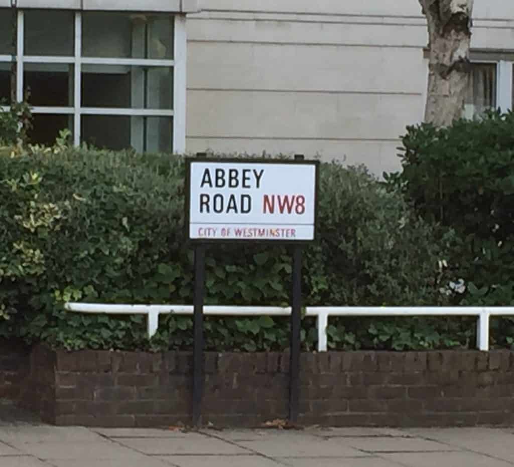 a photo of the Abbey Road sign in London