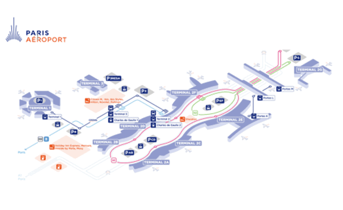 a map of Charles de Gaulle airport